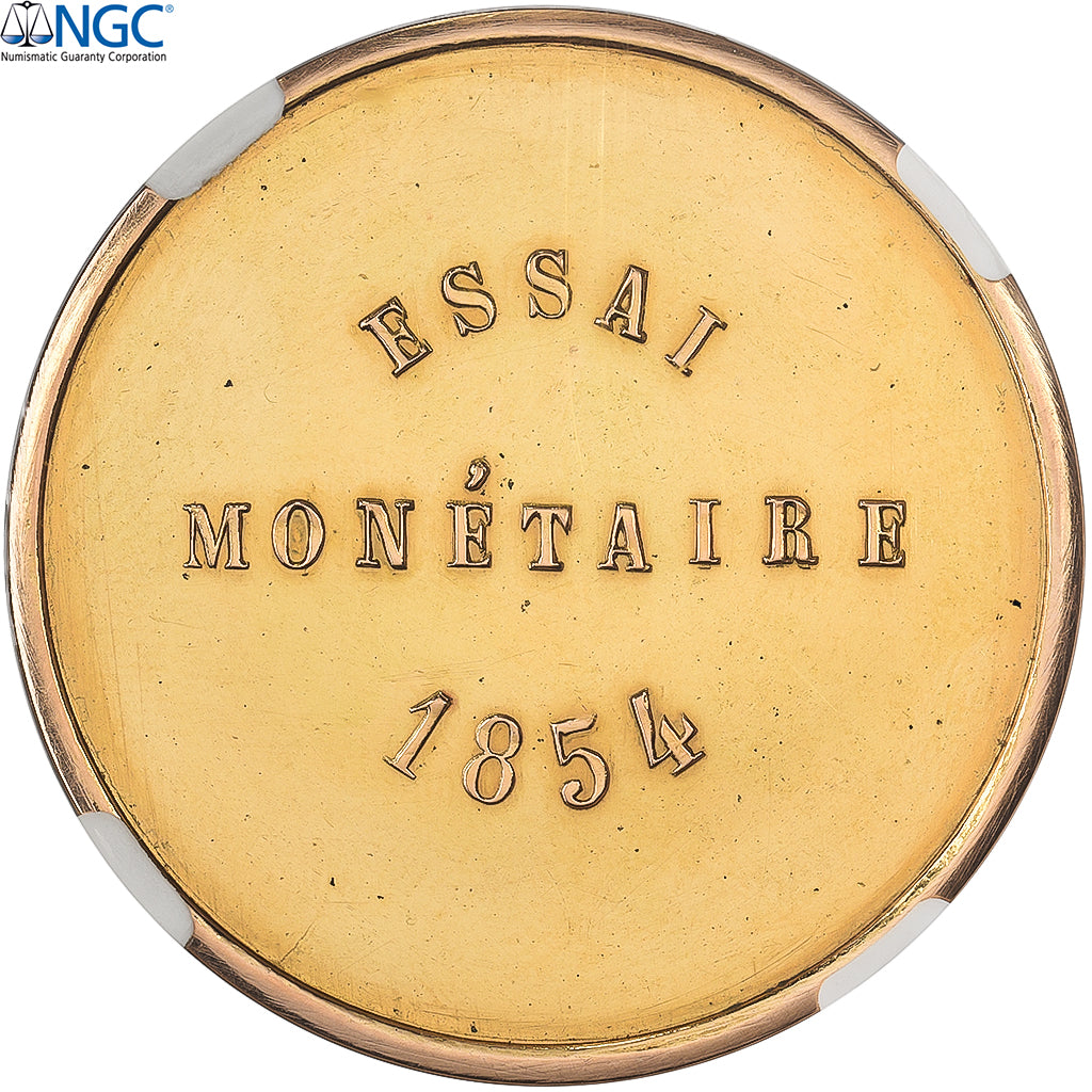 België, Leopold I, 100 Francs, 1854, Brussels, Pattern, Goud, NGC, MS61