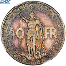 Bélgica, Leopold III, 40 Francs, 1935, Brussels, Pattern, Plata, NGC, MS62