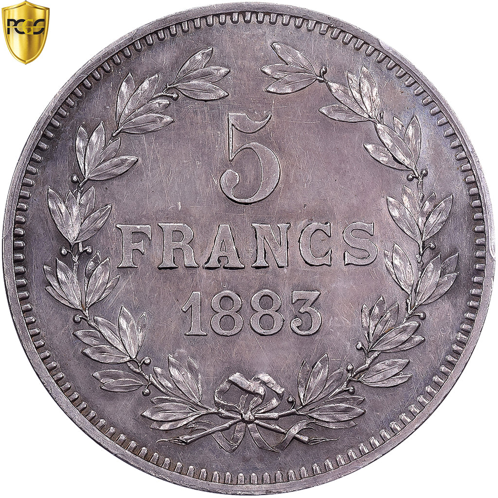 Madagascar, Ranavalona III, 5 Francs, 1883, MDP, Specimen, Silber, PCGS, UNC