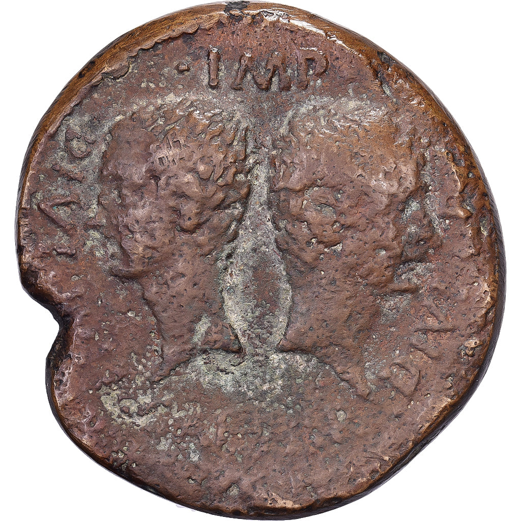 Gaul, Octavian & Divus Julius Caesar, Dupondius, ca. 36 BC, Vienna, Bronce, MBC