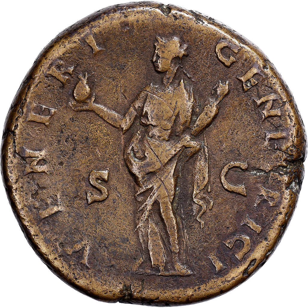 Faustina II, Sestertius, 145-161, Rome, Bronze, VF(30-35), RIC:1386B