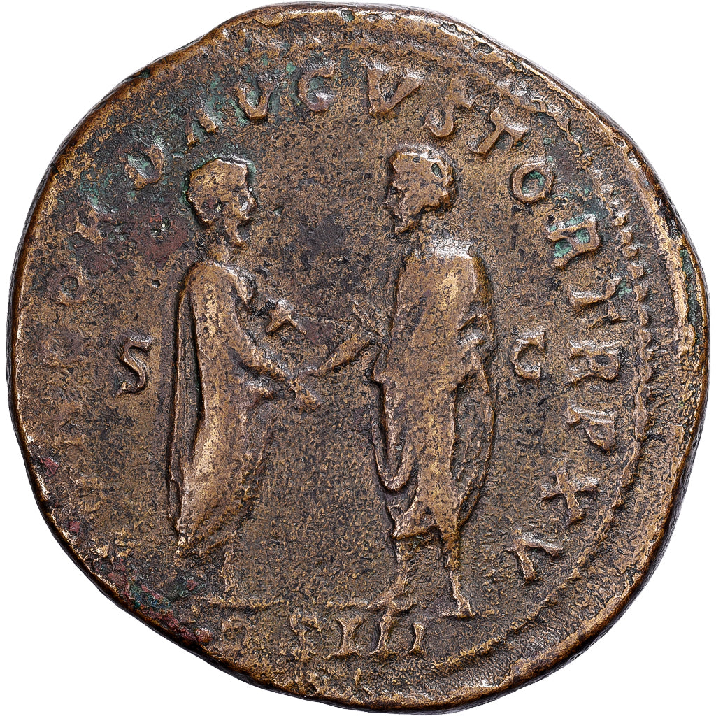 Marcus Aurelius & Lucius Verus, Sesterzio, 161, Rome, Bronzo, BB, RIC:795