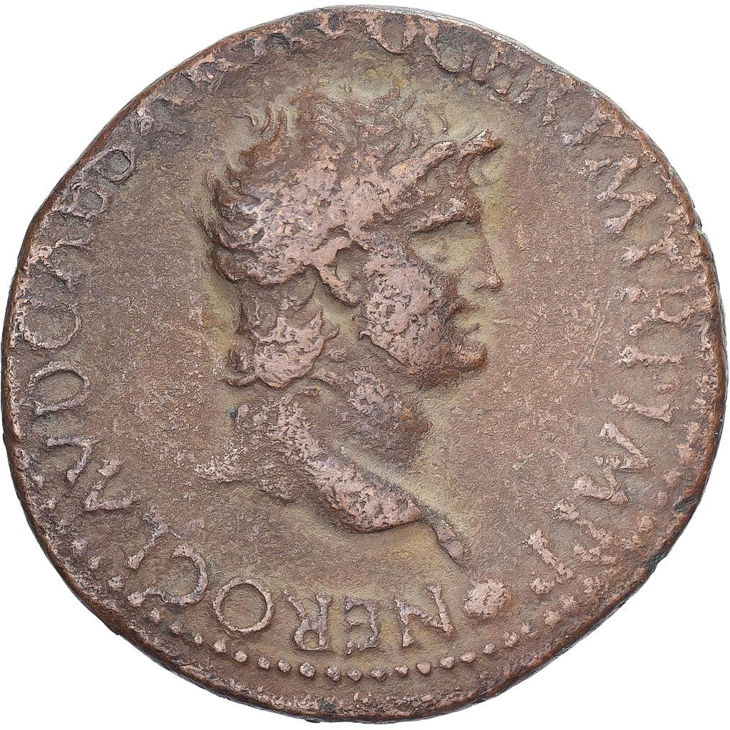 Nero, As, 62-68, Lugdunum, Bronze, VF(30-35), RIC:458
