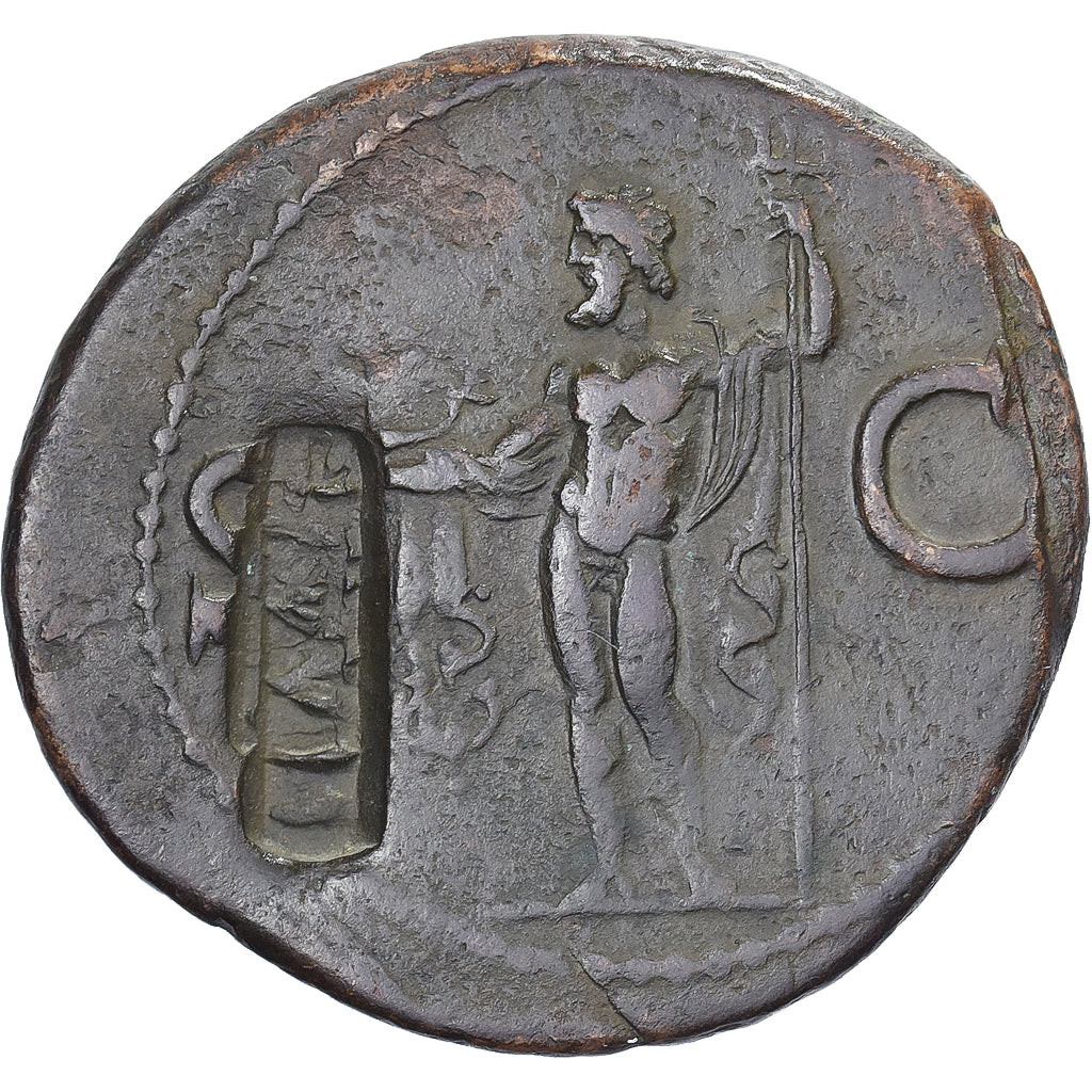 Augustus, As, 37-41, Rome, Przebicie, Brązowy, VF(30-35), RIC:58