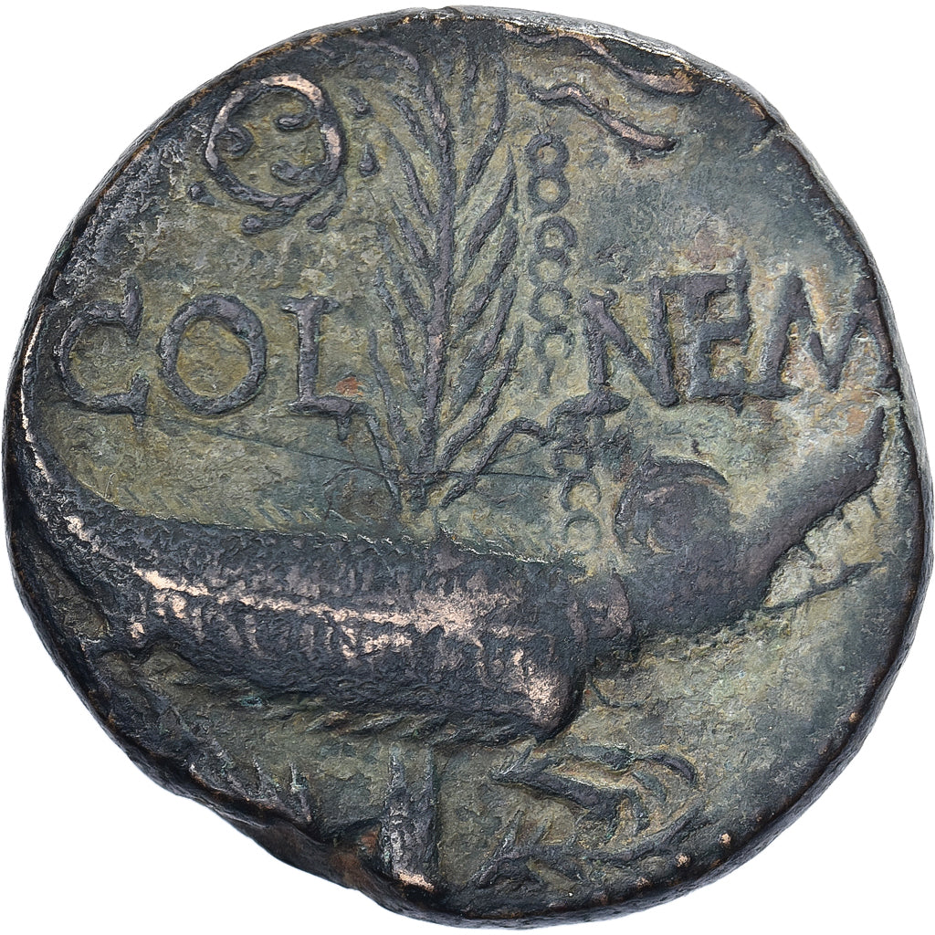 Augustus & Agrippa, As, 10-14, Nemausus, Bronze, S+, RIC:160