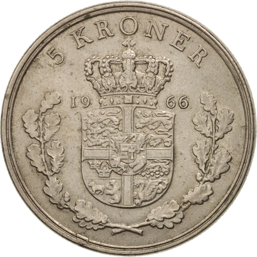 Coin, Denmark, Frederik IX, 5 Kroner, 1966, Copenhagen, EF(40-45)