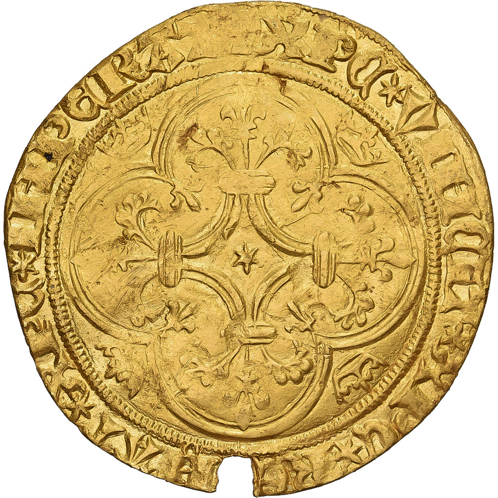 France, Charles VI, Ecu d'or, 1420-1422, Tournai, Gold, AU(50-53), Duplessy:369G