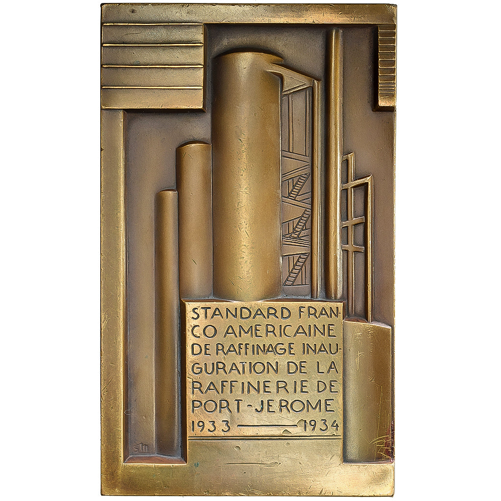 Francia, Plaquette, Raffinerie Port-Jérôme, 1934, Bronzo, G. Miklos, SPL-