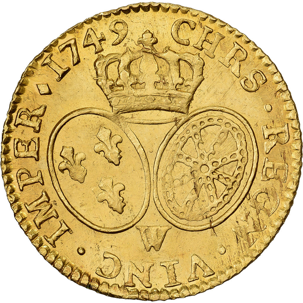 France, Louis XV, Louis d'Or, 1749, Lille, Gold, AU(55-58), Gadoury:341