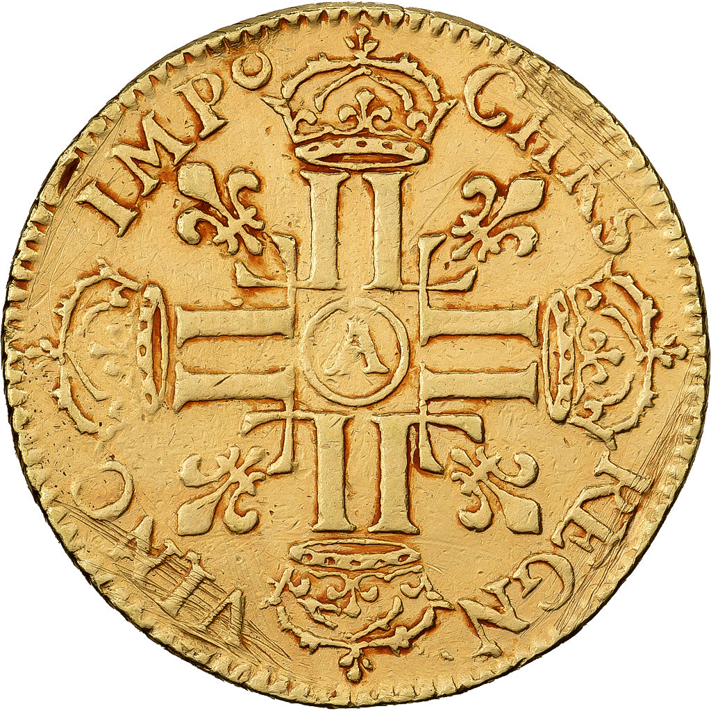 Francia, Louis XIV, Louis d'or aux 8L, tête laurée, 1689, Paris, Oro, MB+