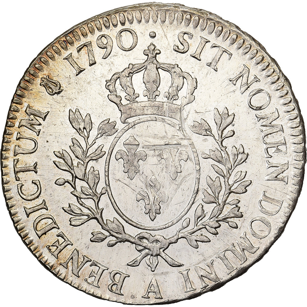 France, Louis XVI, Ecu aux branches d'olivier, 1790, Paris, Silver, AU(50-53)
