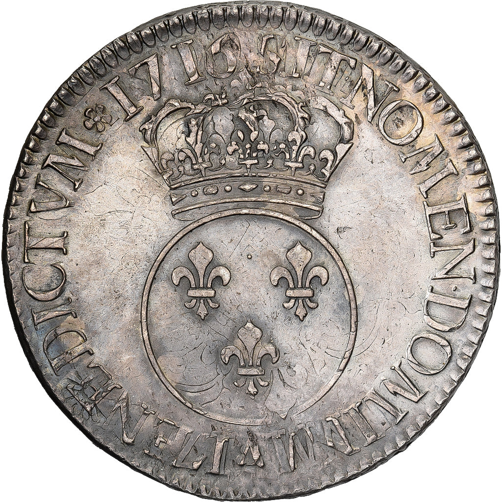 Frankrijk, Louis XV, Ecu Vertugadin, 1716, Paris, reformed, Zilver, ZF+