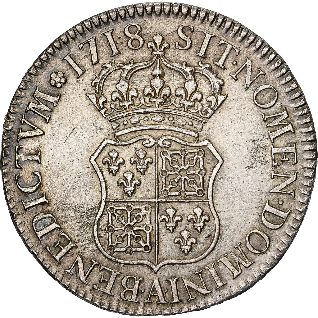 Francia, Louis XV, Écu de France-Navarre, 1718, Paris, Argento, BB+