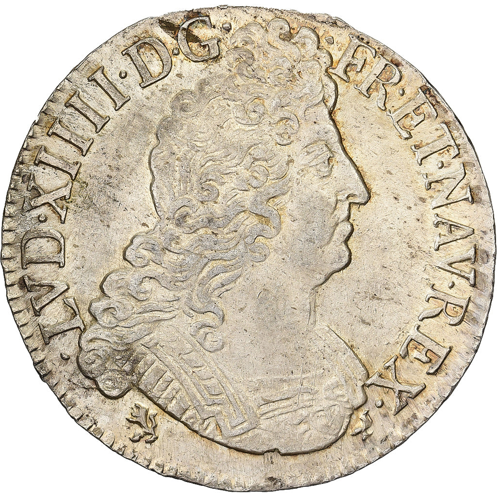 France, Louis XIV, Ecu aux 8 L, 1704, Rennes, Silver, AU(55-58), Gadoury:224