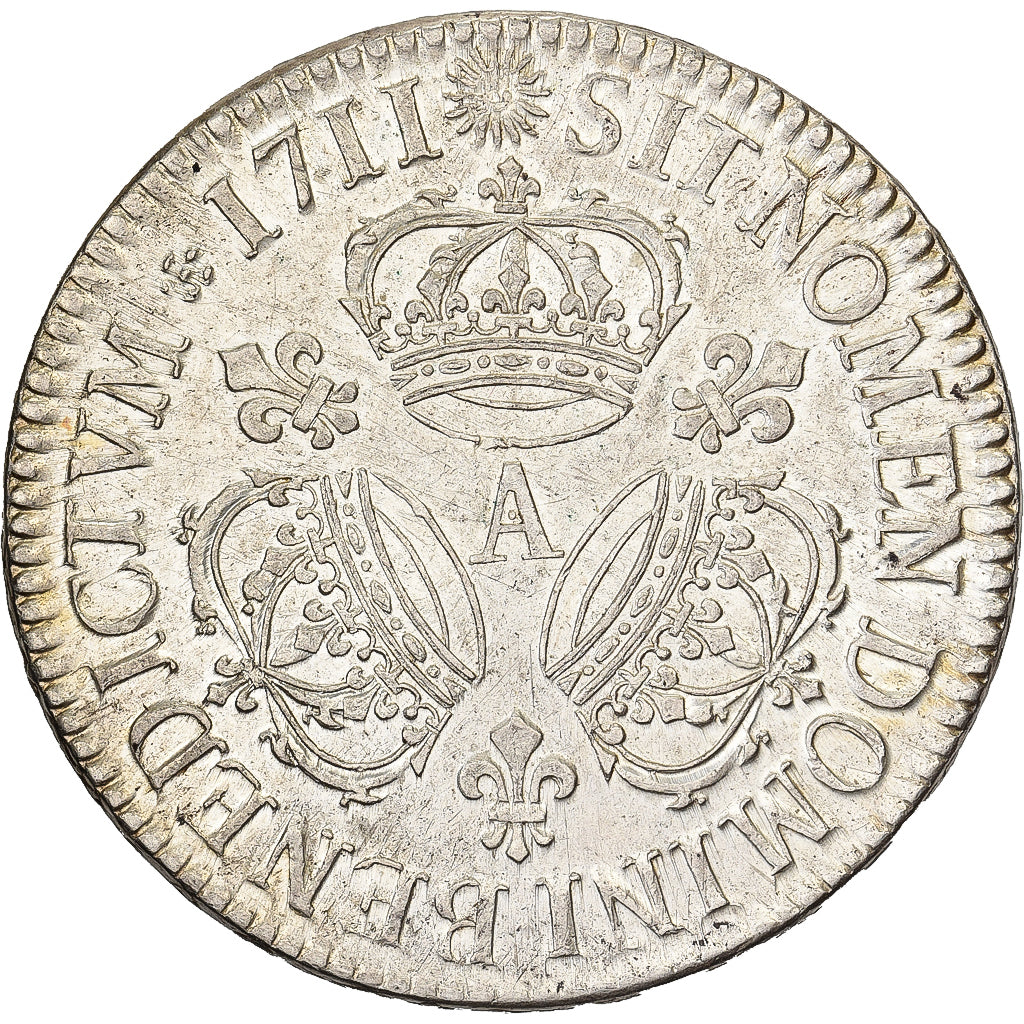 Francja, Louis XIV, Ecu aux 3 couronnes, 1711, Paris, Srebro, AU(55-58)