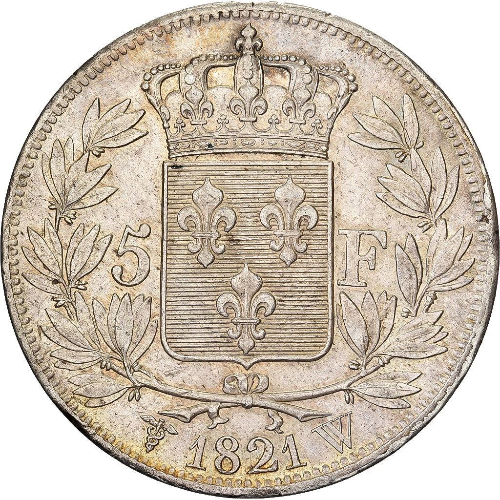 France, Louis XVIII, 5 Francs, 1821, Lille, Argent, SUP, Gadoury:614