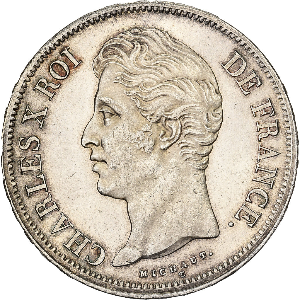 France, Charles X, 5 Francs, 1830, Paris, Raised edge, Silver, AU(55-58)