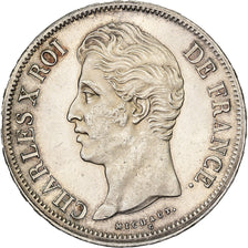 France, Charles X, 5 Francs, 1830, Paris, Raised edge, Silver, AU(55-58)