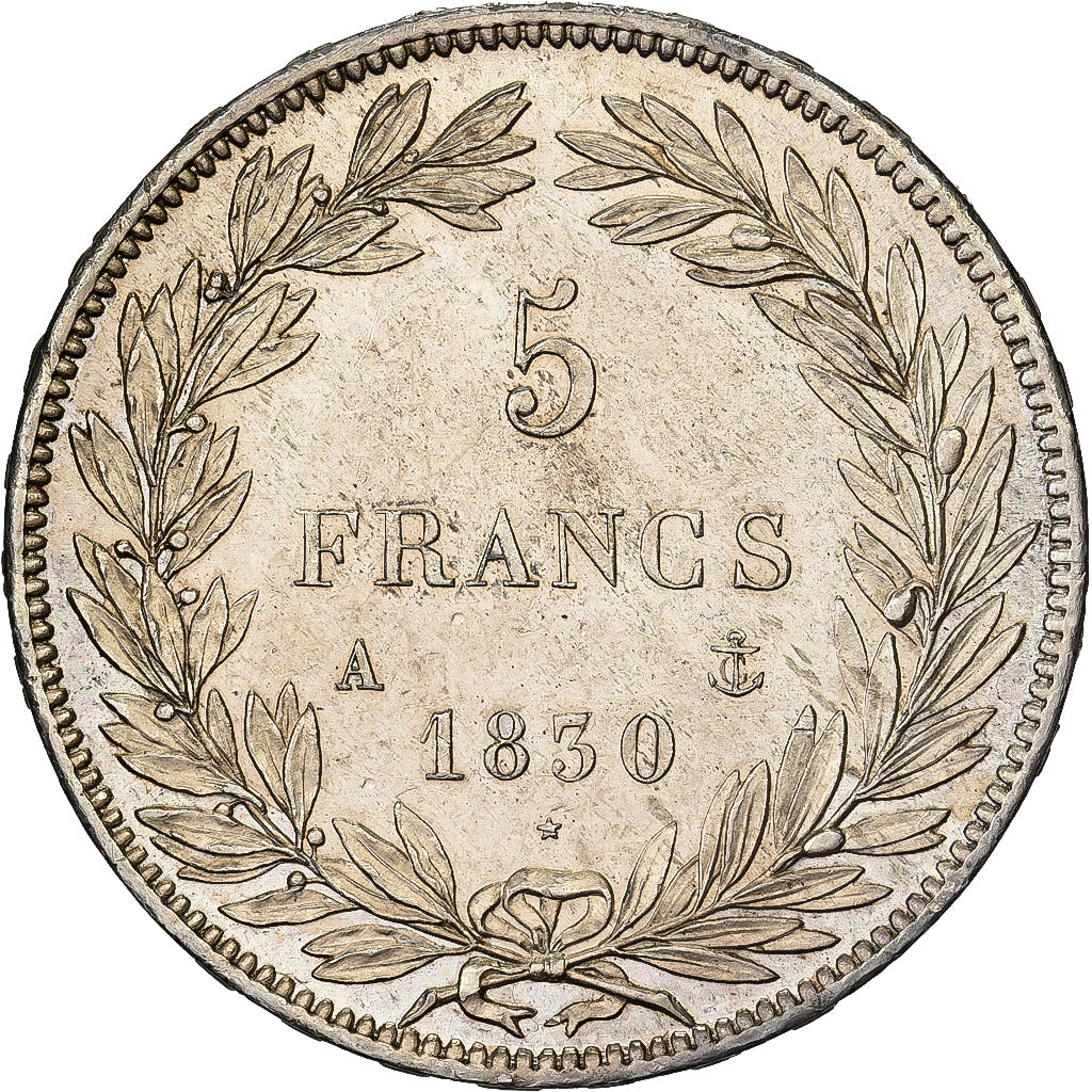 Frankrijk, Louis Philippe I, 5 Francs, 1830, Paris, Without 'I', Zilver, PR