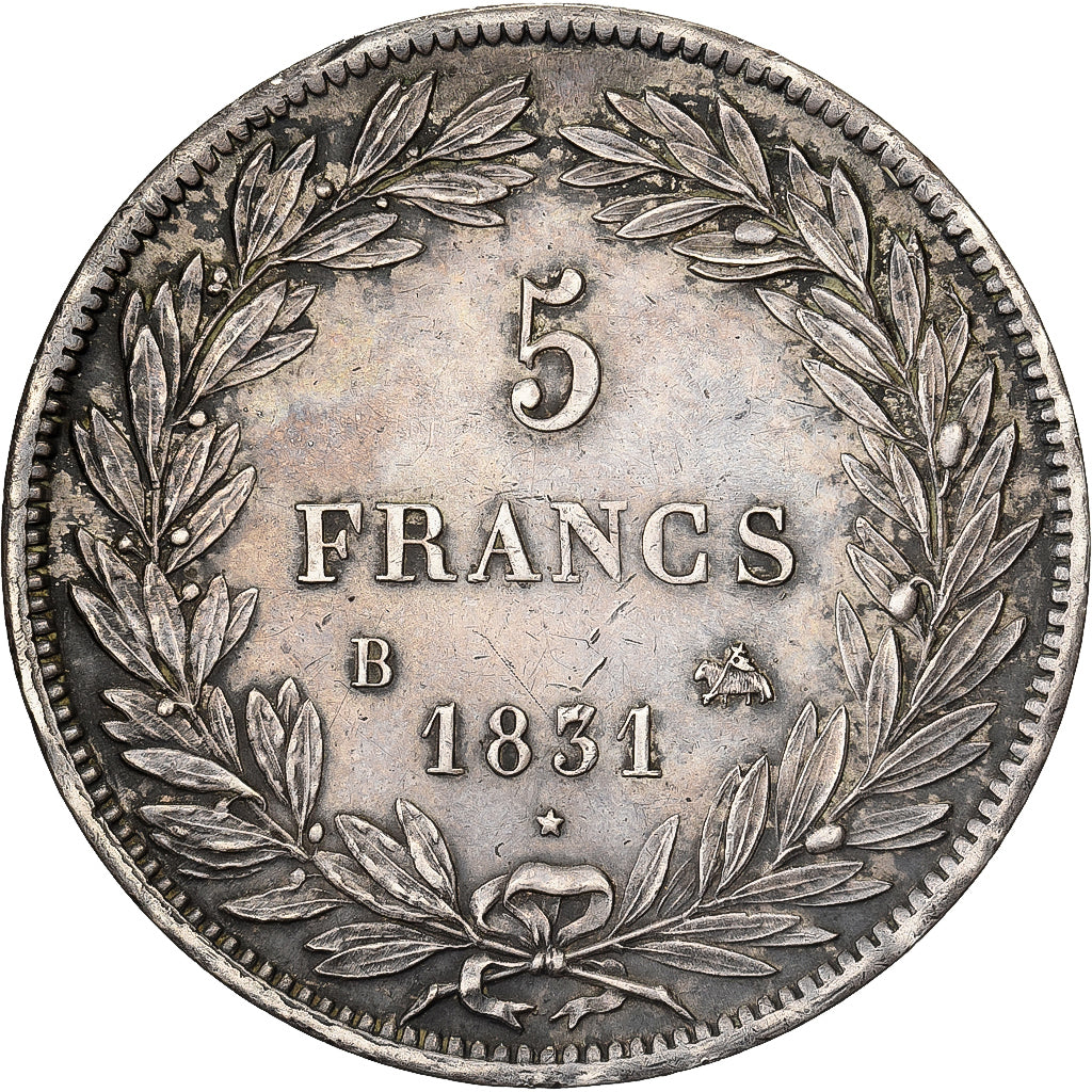 Frankrijk, Louis Philippe I, 5 Francs, 1831, Rouen, Zilver, ZF+, Gadoury:676