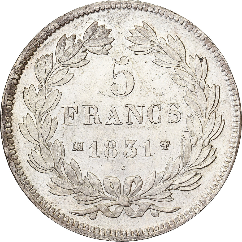 Frankreich, Louis Philippe I, 5 Francs, 1831, Marseille, Incuse edge, Silber