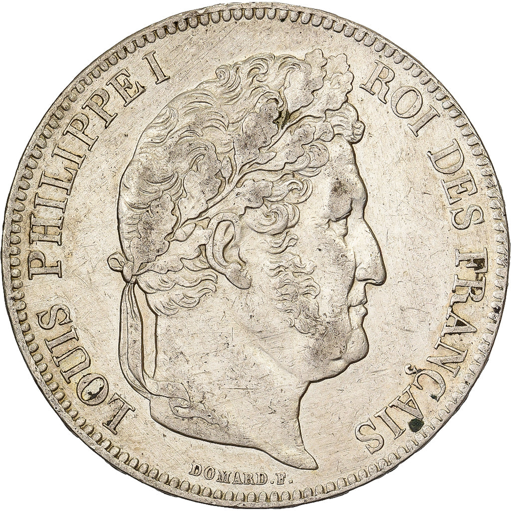 França, Louis Philippe I, 5 Francs, 1839, Rouen, Prata, AU(50-53), Gadoury:677a