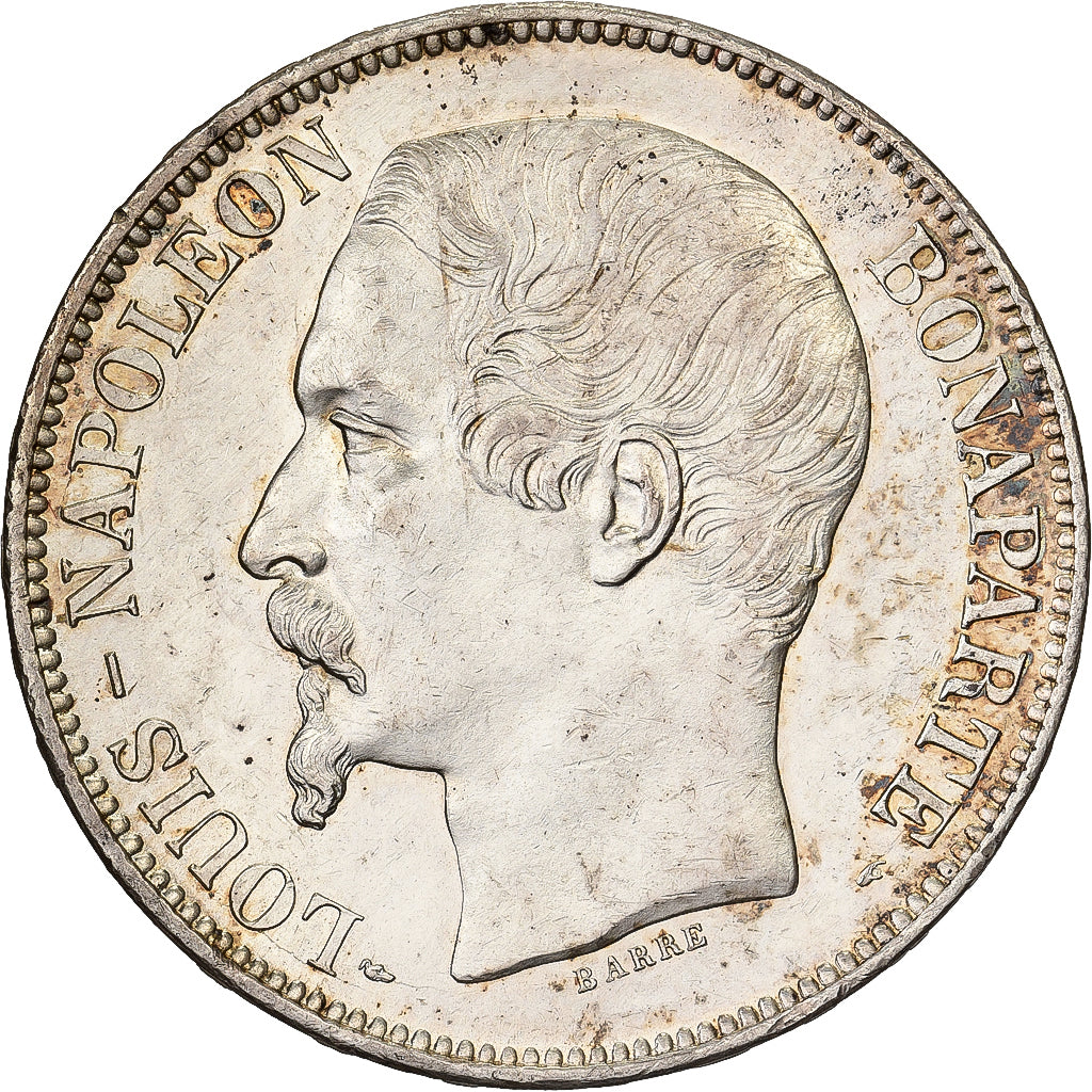 França, Louis-Napoléon Bonaparte, 5 Francs, 1852, Paris, Prata, MS(60-62)