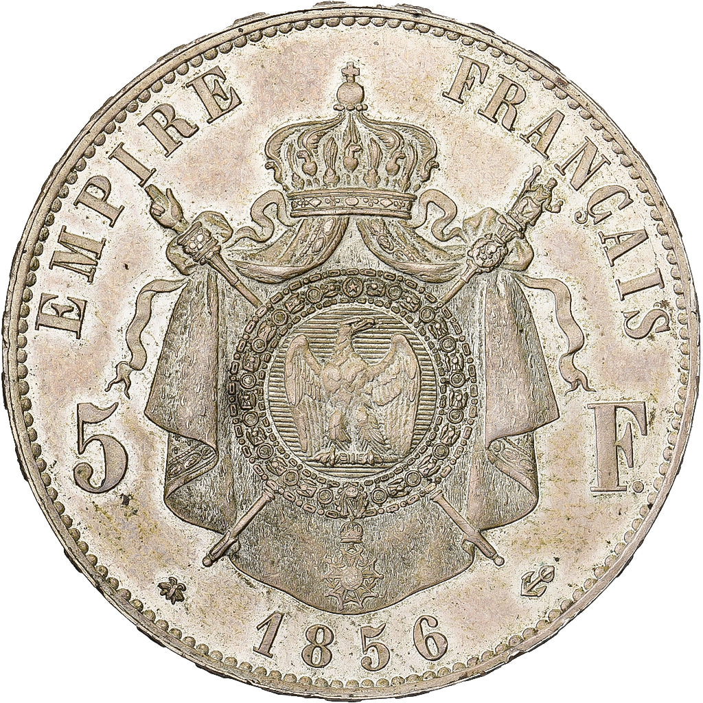 Frankreich, Napoleon III, 5 Francs, 1856, Strasbourg, Silber, VZ, Gadoury:734