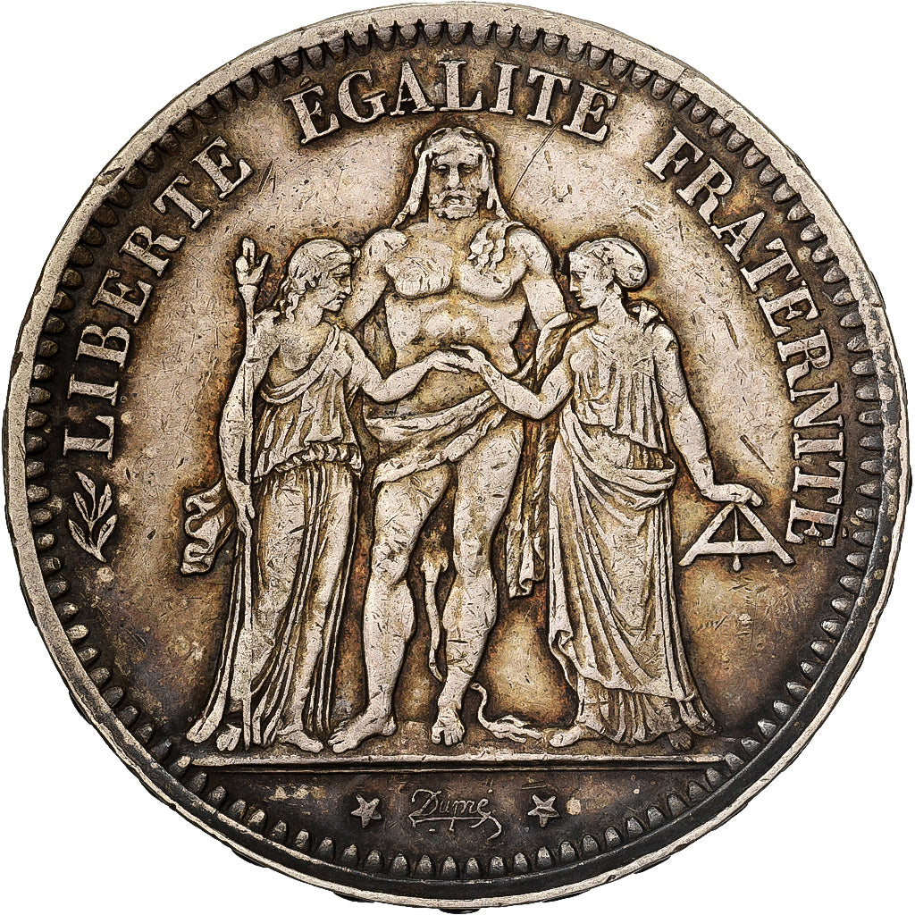 Francia, 5 Francs, Hercule, Camélinat, 1871, Paris, Plata, MBC, Gadoury:744