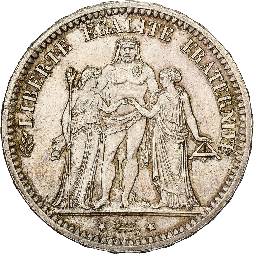 França, 5 Francs, Hercule, 1870, Paris, Prata, MS(60-62), Gadoury:745