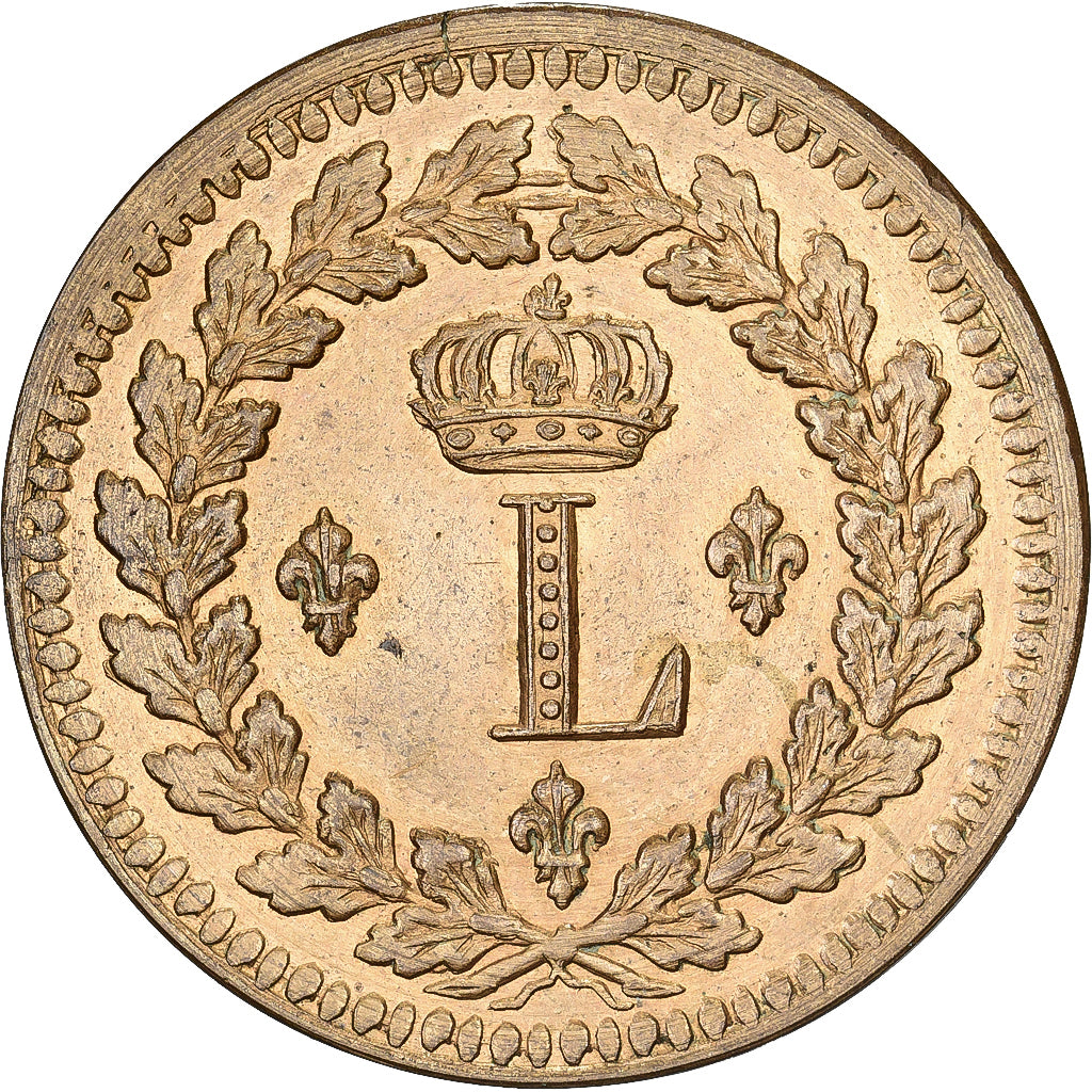 Frankrijk, Louis XVIII, 1 Décime, 1814, Strasbourg, Restrike, Koper, UNC-