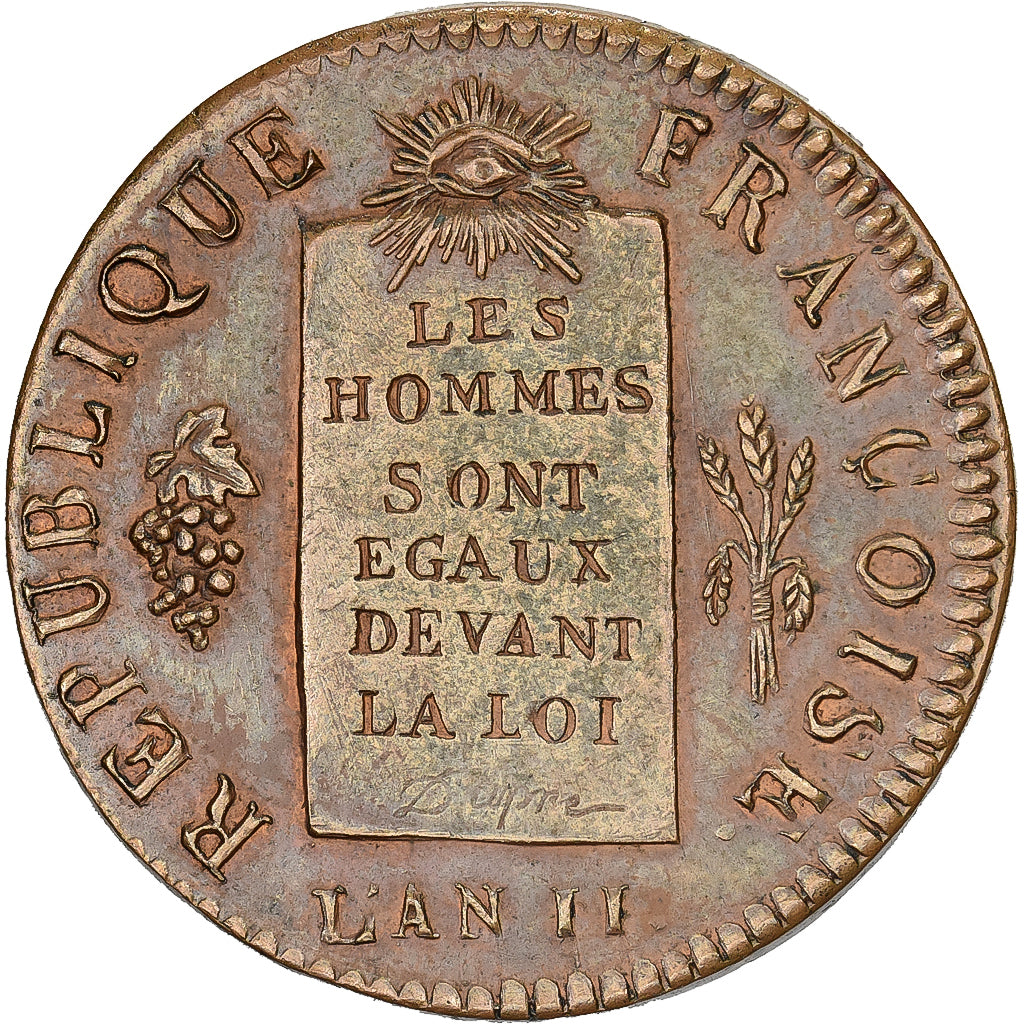 França, Convention, 1/2 sol à la balance, 1793 / AN II, La Rochelle, Nova