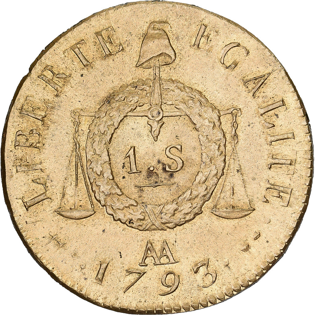 Francia, Convention, Sol aux Balances, 1793 / AN II, Metz, Restrike, Rame, SPL