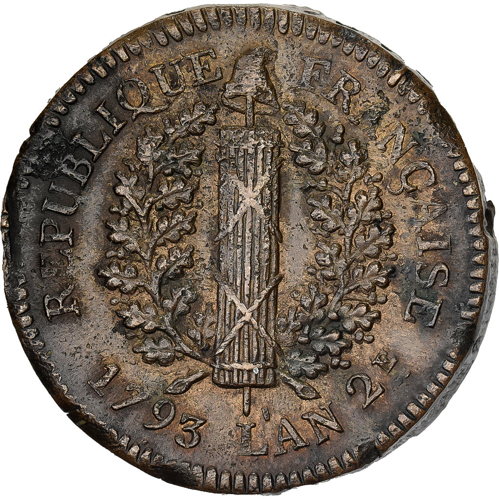 France, 5 Sols, Siege of Mainz, 1793 / An 2, Mainz, Métal de cloche, TTB+