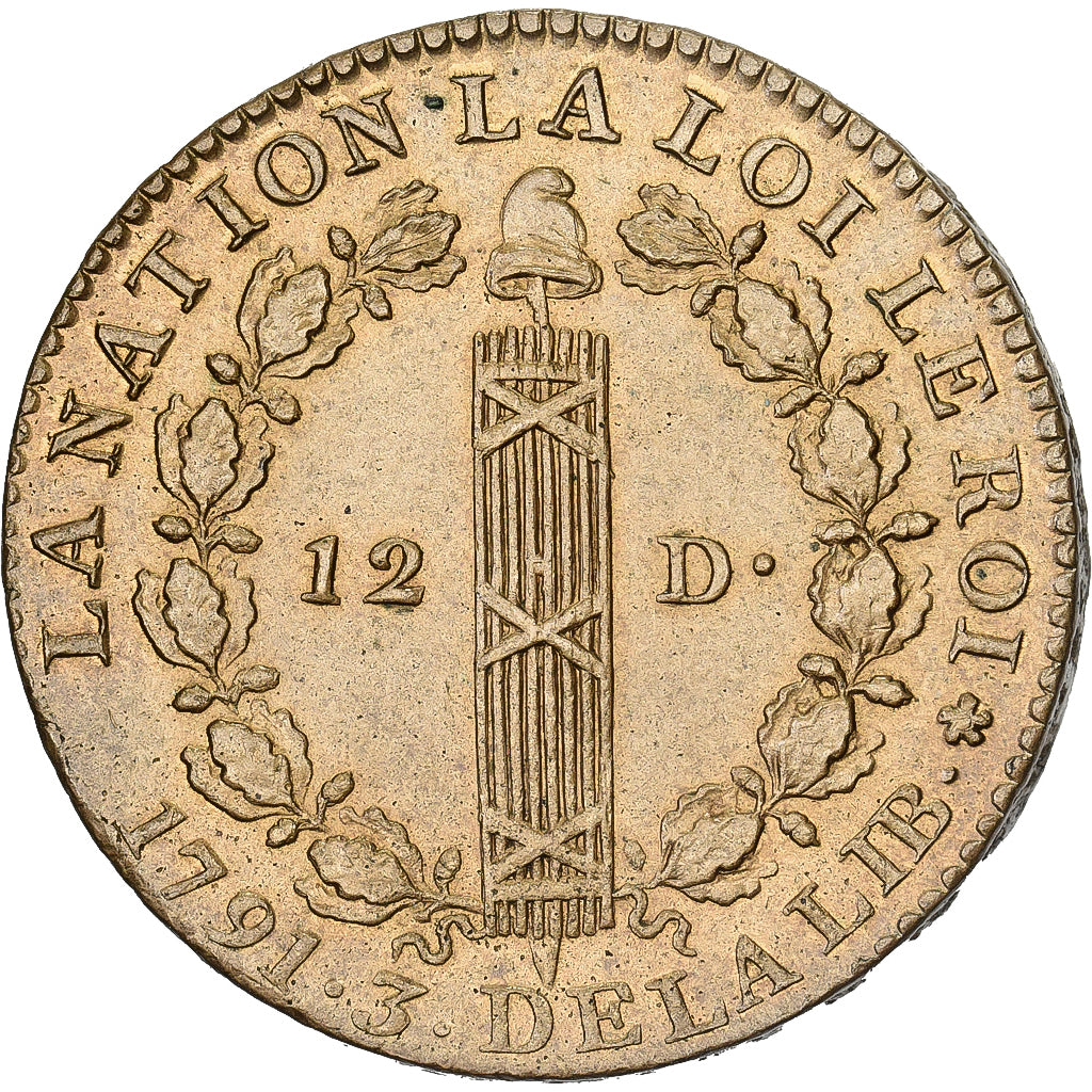 France, Louis XVI, 12 Deniers, 1791·3, Paris, Cuivre, SPL, Gadoury:15