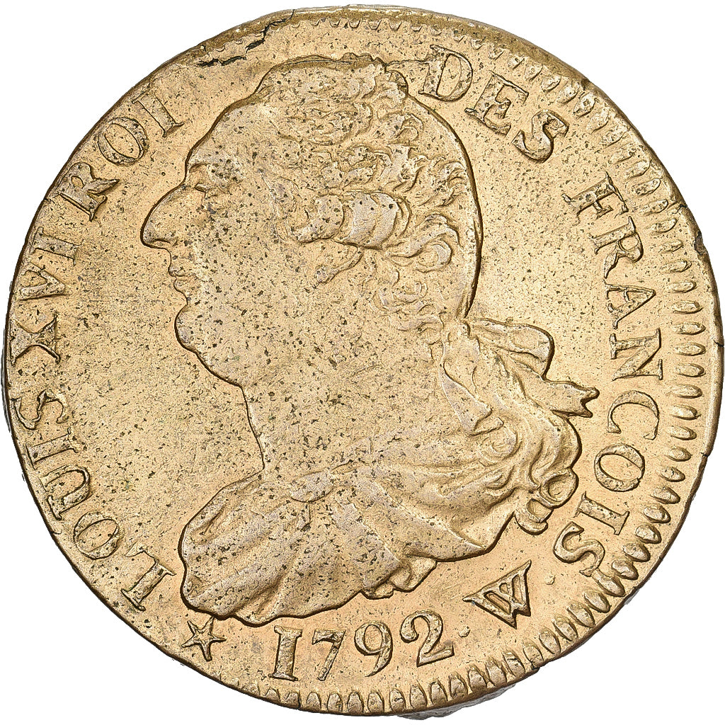 Frankreich, Louis XVI, 2 Sols, 1792 / AN 4, Lille, Métal de cloche, SS+