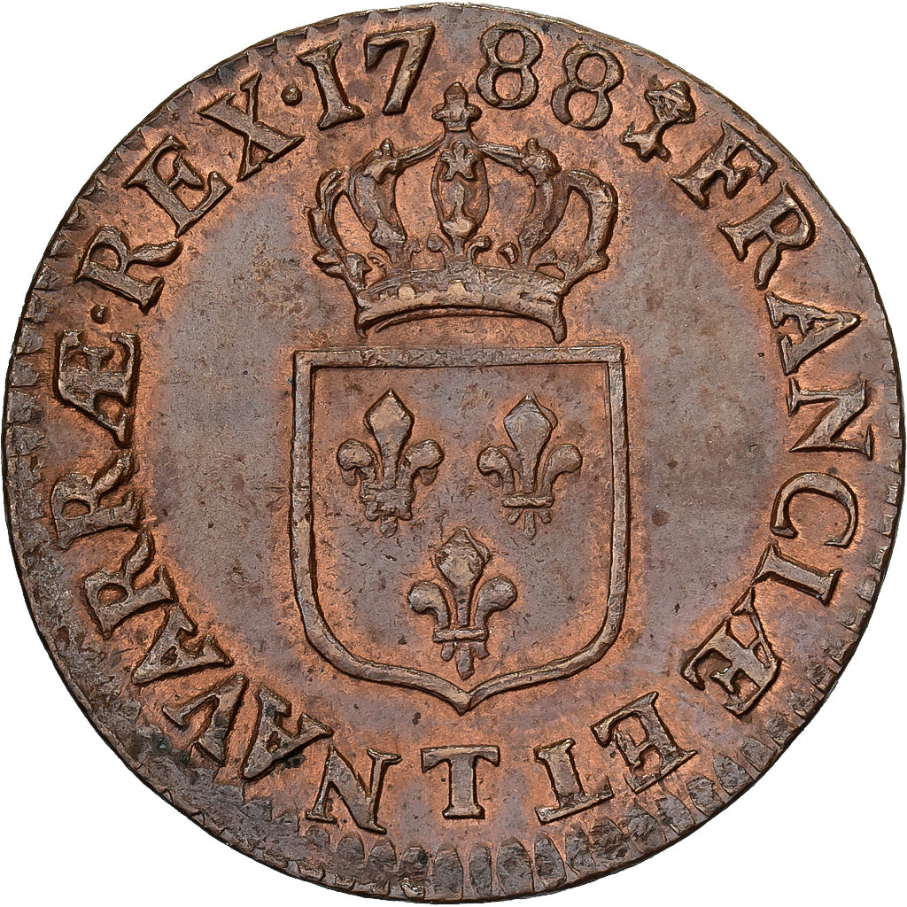 France, Louis XVI, 1/2 Sol, 1788, Nantes, Copper, AU(55-58), Gadoury:349