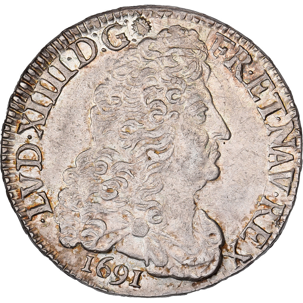 France, Louis XIV, 1/2 Écu aux 8 L, 1691, Bordeaux, Argent, SUP, Gadoury:184