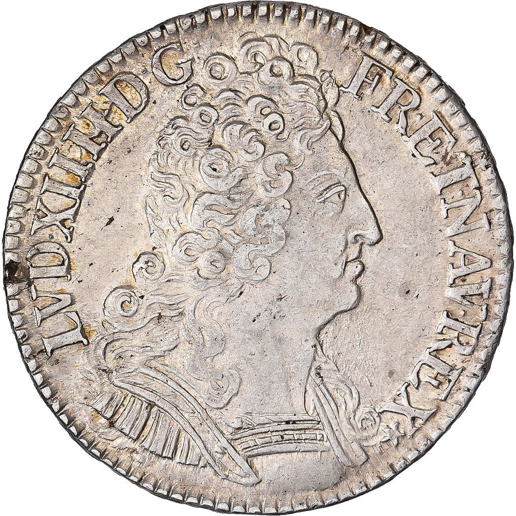 Francia, Louis XIV, 1/2 Ecu aux trois couronnes, 1710, Paris, Plata, MBC+