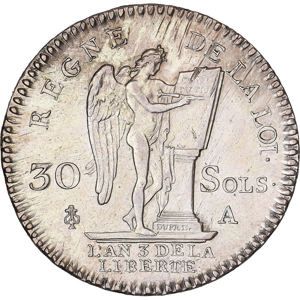 France, Louis XVI, 30 Sols, 1791 / AN 3, Paris, Argent, SUP+