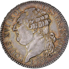 France, Louis XVI, 1/2 Ecu, 1792 / AN 4, Paris, Argent, TTB+, Gadoury:43
