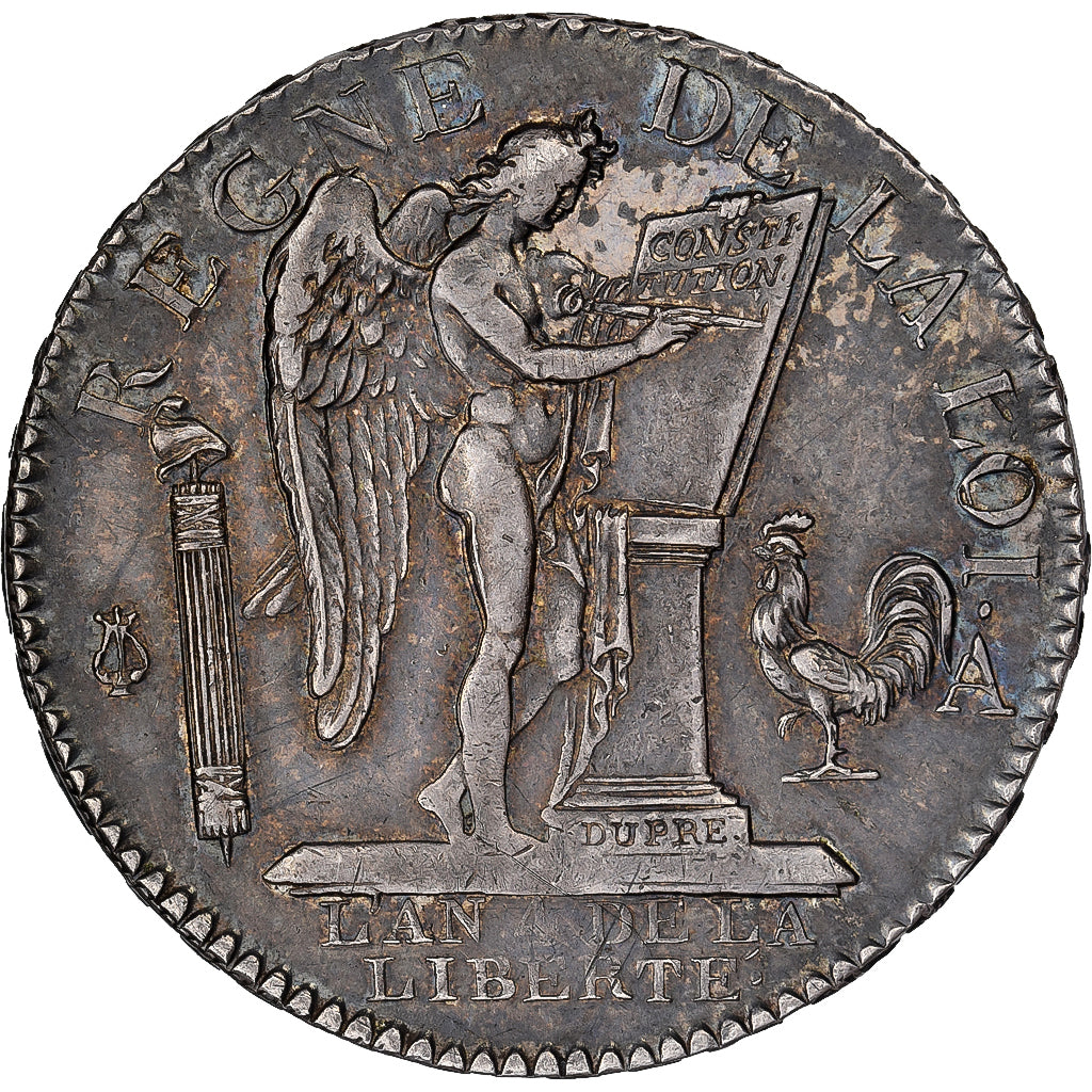 France, Louis XVI, 1/2 Ecu, 1792 / AN 4, Paris, Argent, TTB+, Gadoury:43