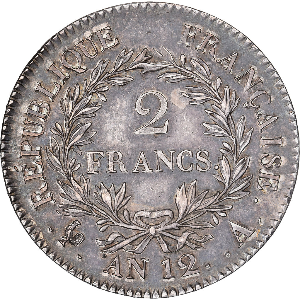 Francia, Napoléon Bonaparte, 2 Francs, An 12, Paris, Plata, EBC, Gadoury:494