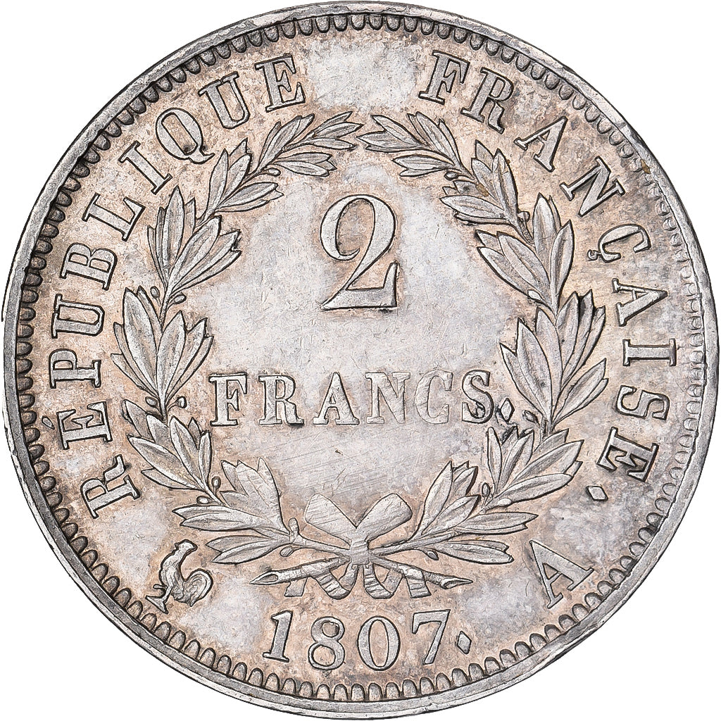 Francia, Napoleon I, 2 Francs, type africain, 1807, Paris, Argento, BB+