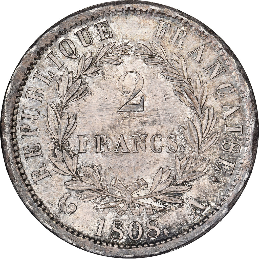 Frankreich, Napoleon I, 2 Francs, 1808, Paris, Silber, VZ, Gadoury:500