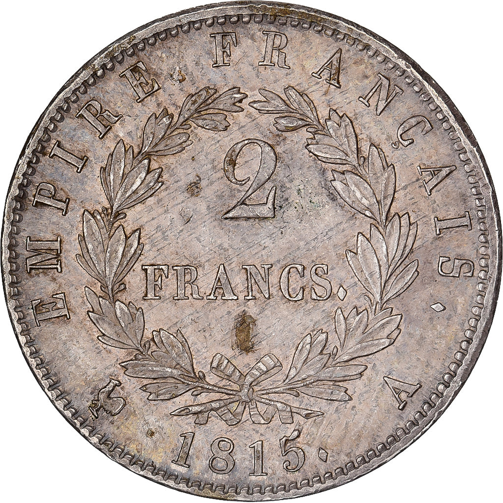 Francja, Napoleon I, 2 Francs, 1815, Paris, Cent Jours, Srebro, AU(55-58)