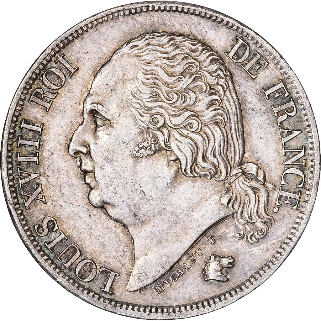 Francia, Louis XVIII, 2 Francs, 1823, Paris, Plata, EBC, Gadoury:513