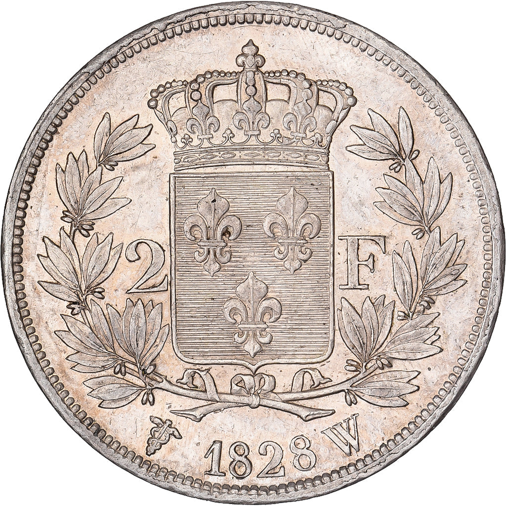 Francja, Charles X, 2 Francs, 1828, Lille, Srebro, AU(55-58), Gadoury:516