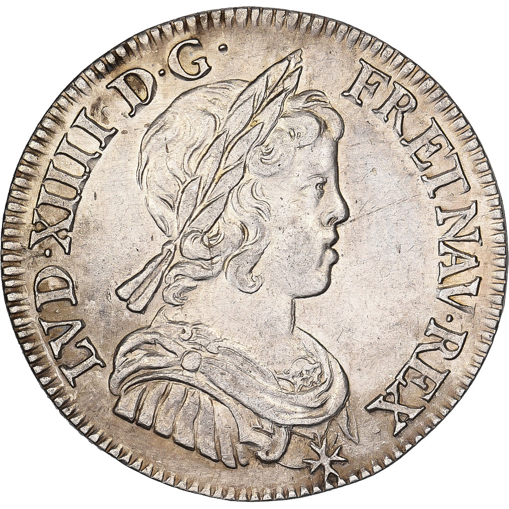 Francia, Louis XIV, 1/4 Écu à la mèche courte, 1643, Paris, Plata, EBC