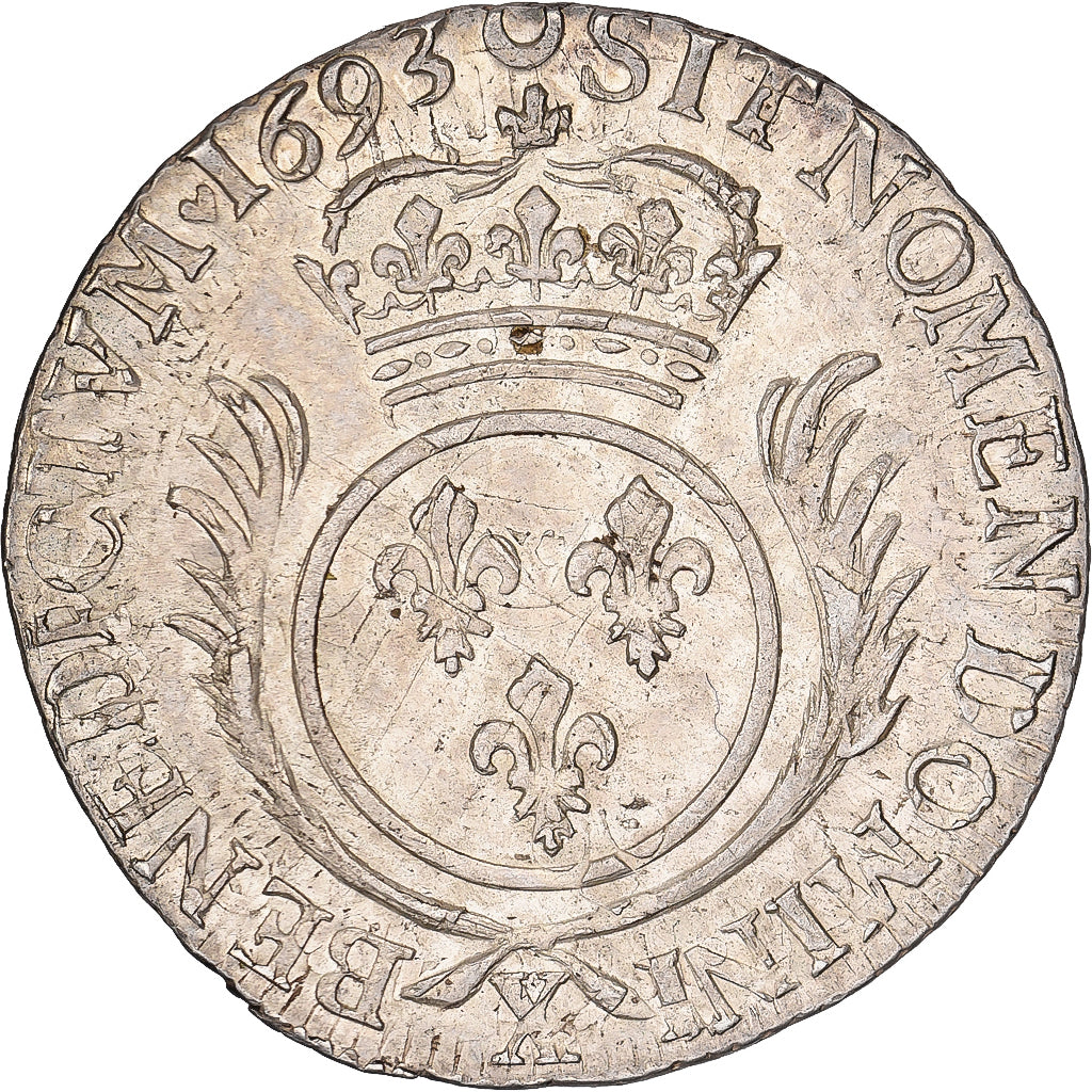Francia, Louis XV, 1/4 Ecu aux palmes, 1693, Amiens, reformed, Plata, EBC